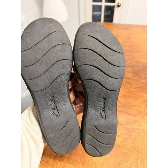 Clarks Leisa Cacti Q Sandal Slide Women's 6.5 Brown 2 Tone Adjustable Straps - Picture 5 of 6